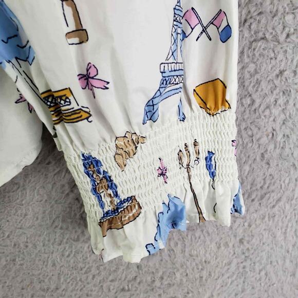 Talbots Blouse Paris France Popover Long Sleeve Top Women's Size Large L - Picture 5 of 9